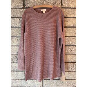 J. Jill Mauve Knit 100% Linen Sweater Top L Womens Long Sleeve Lightweight